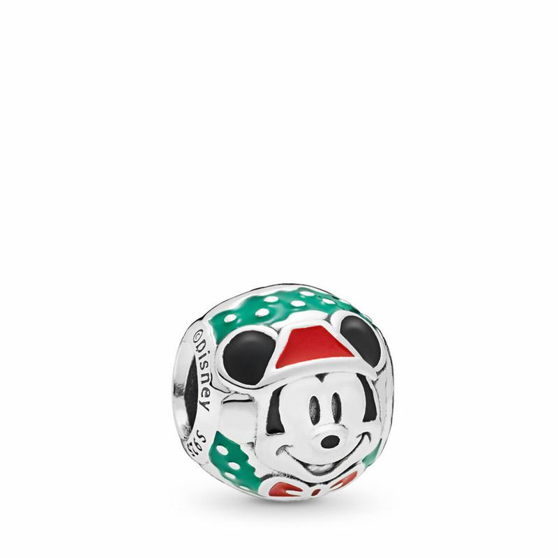 Pandora Disneyr Santa Mickey Charm - Sterling Silver/Enamel/Black - Canada | VS5449WU